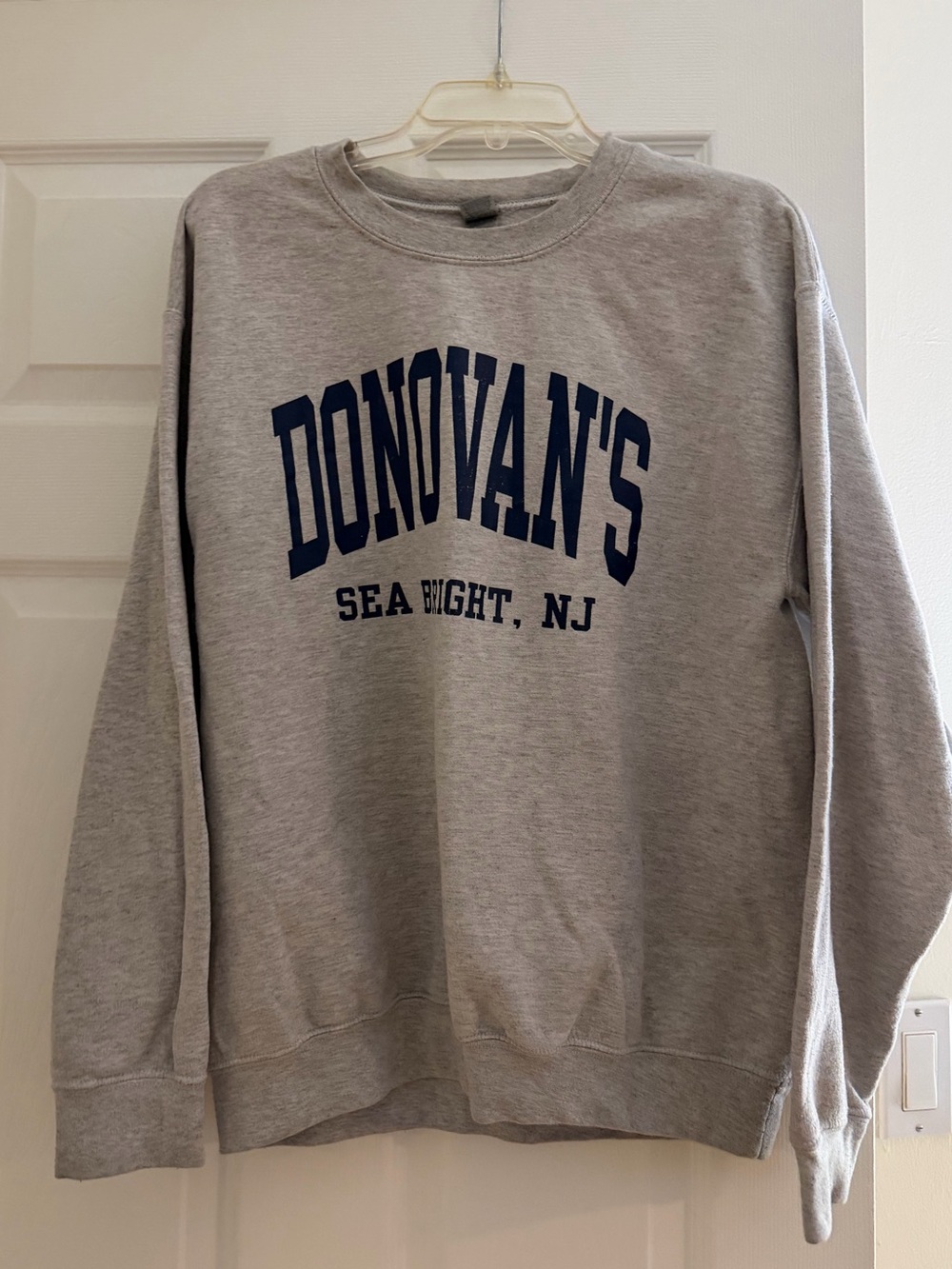Gildan Gray Crewneck Sweatshirt with Navy Donovan's Print